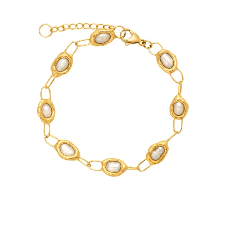 Tea and Tequila Gold Pearl Chain Bracelet